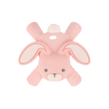 Pink bunny-shaped object on a white background