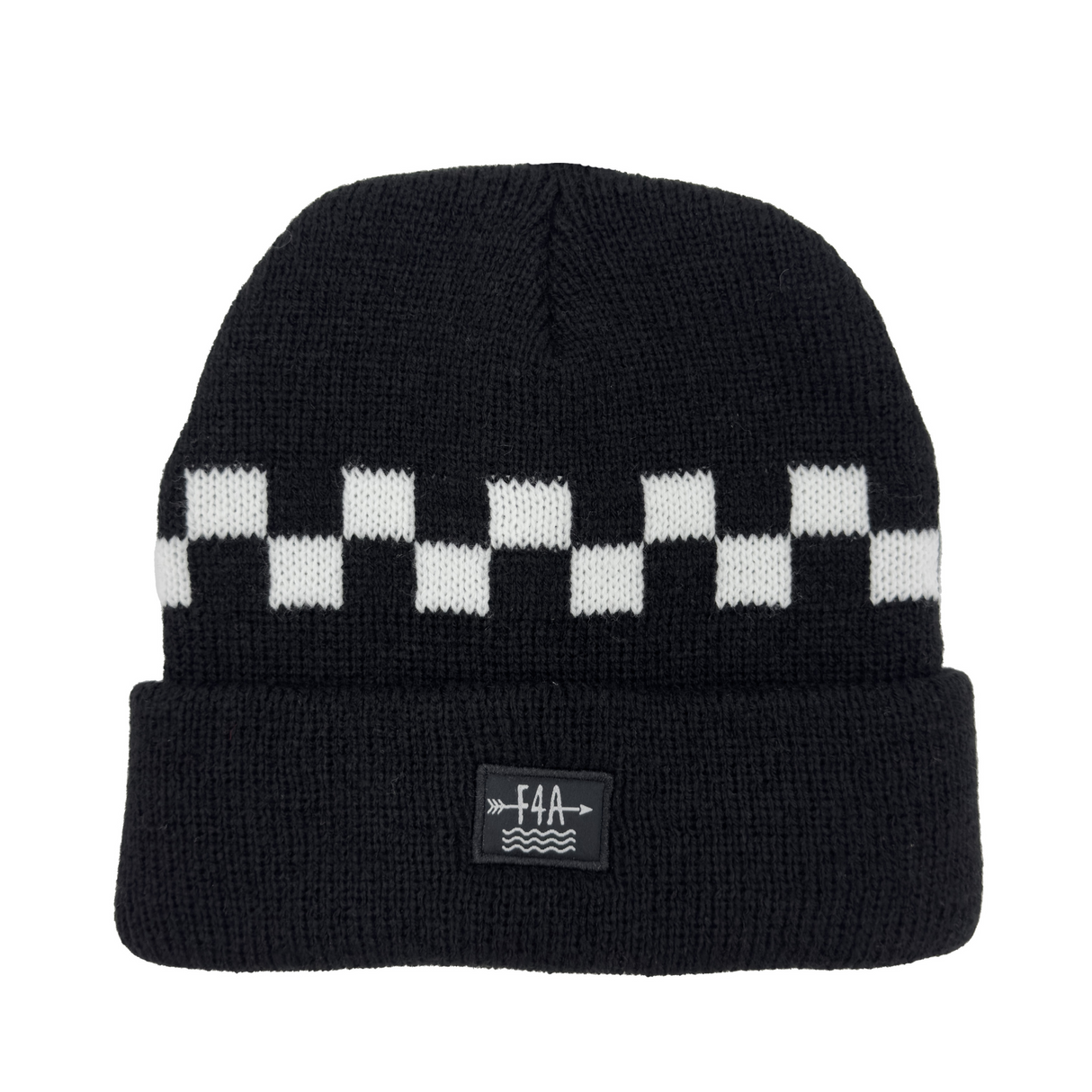 Black and white beanie one white background