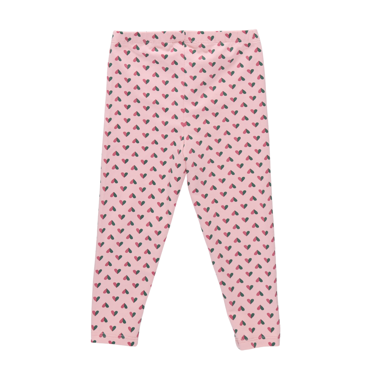 Pink leggings with heart pattern on a white background