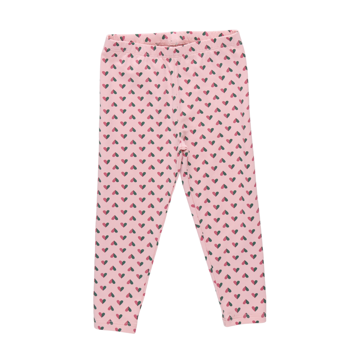 Pink leggings with heart pattern on a white background