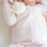 Classic Stripe Zipper Romper in Pink details 5