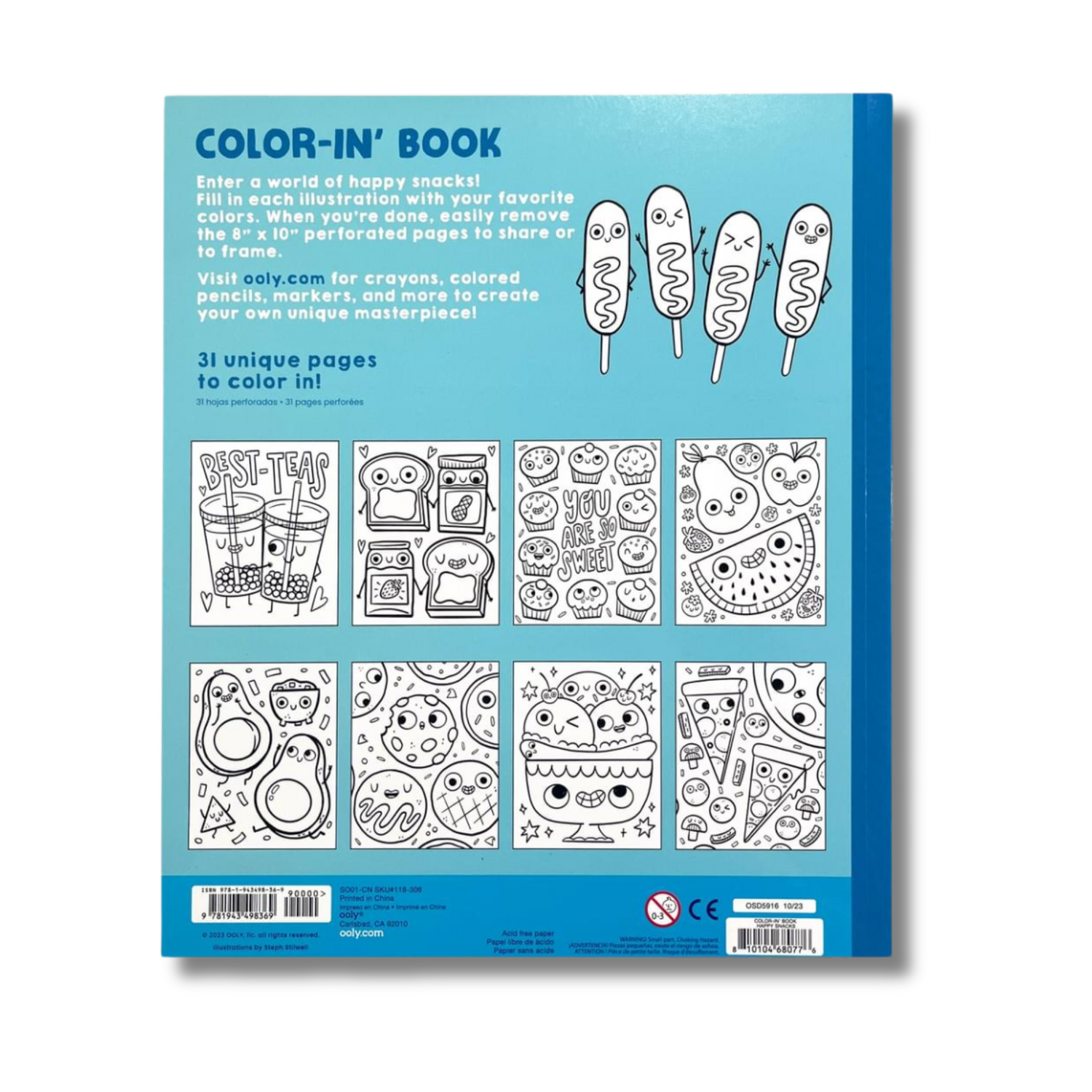 Color-in' Book: Happy Snacks Coloring Book back