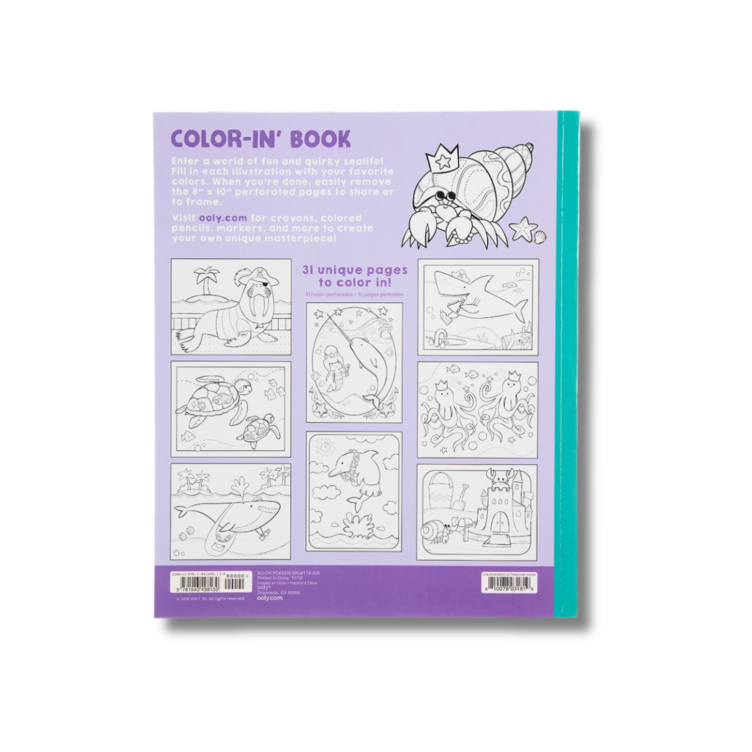 Color-in' Book: Outrageous Ocean back