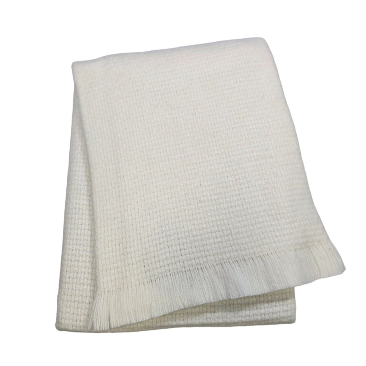 Fringed Grain of Rice Blanket in Cream