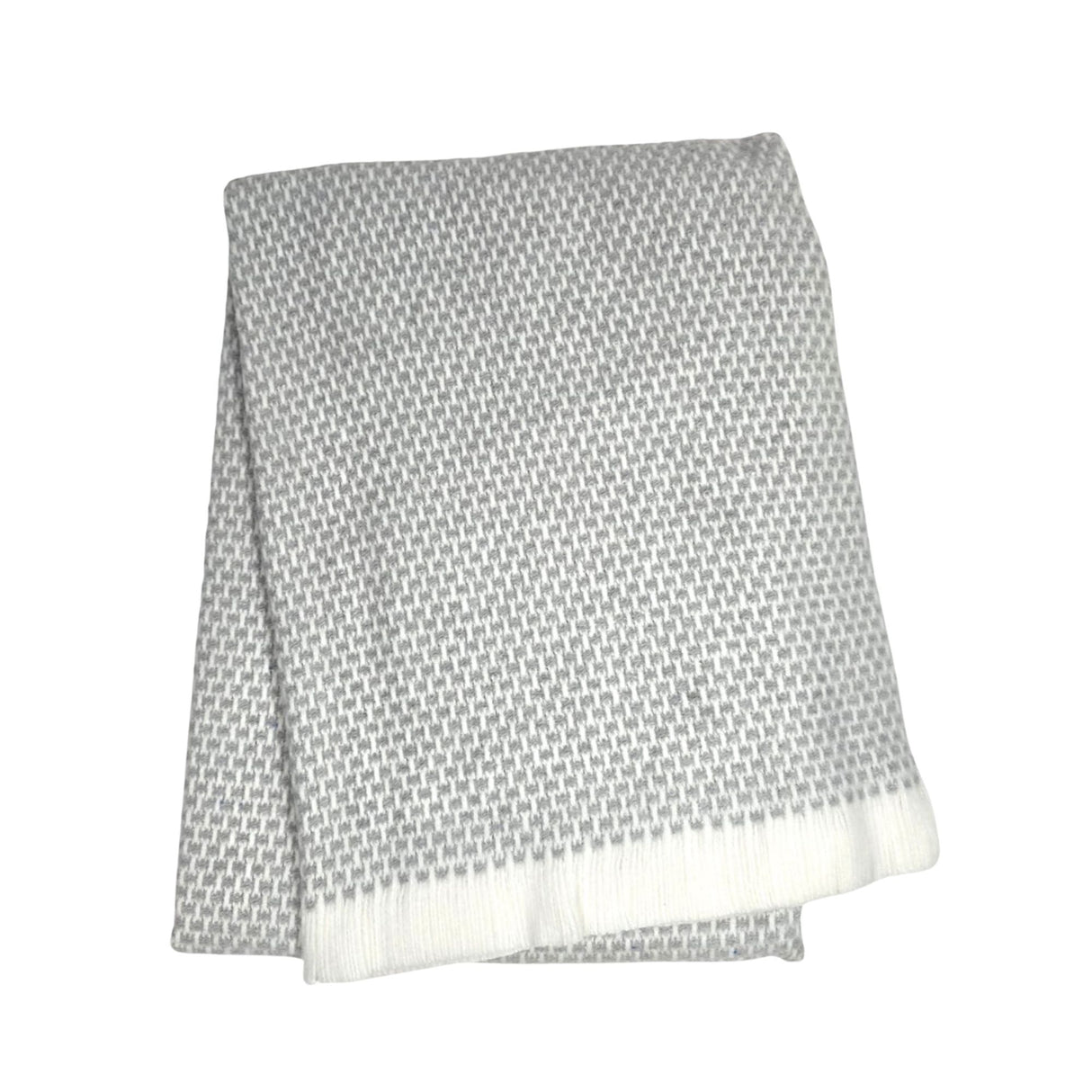 Fringed Grain of Rice Blanket in Grey