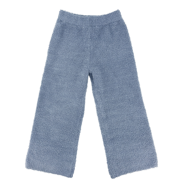 blue fleece pants on a white background
