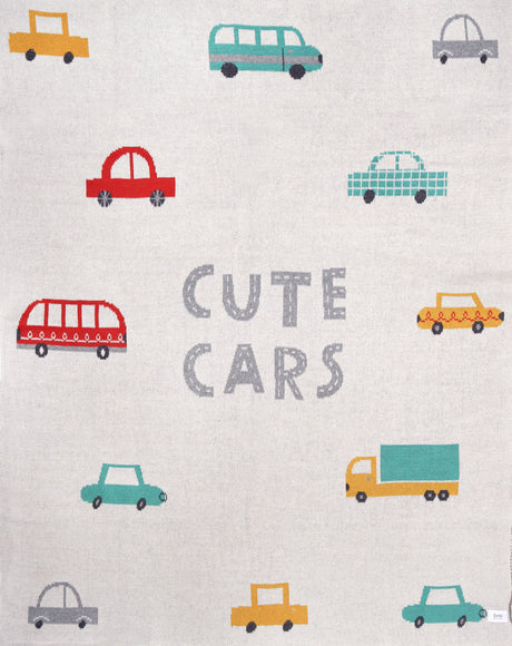 Cozy Knit Baby Blanket -  Cute Cars