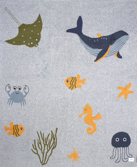 Cozy Knit Baby Blanket - Under the Sea