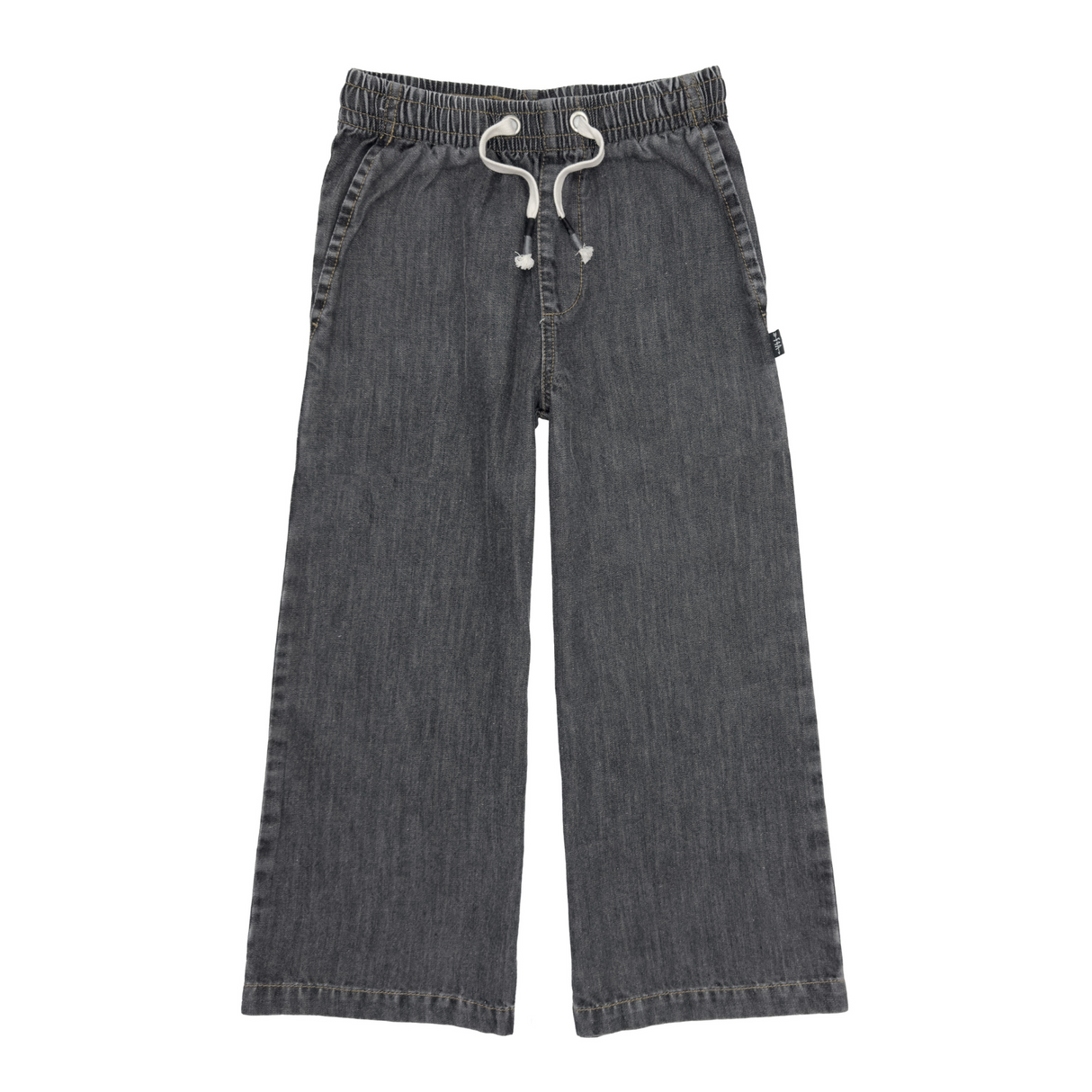 black denim pant on a white background