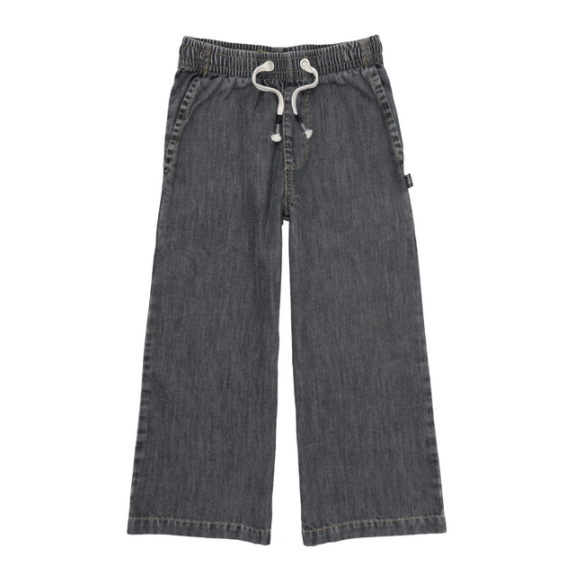 black denim pant on a white background