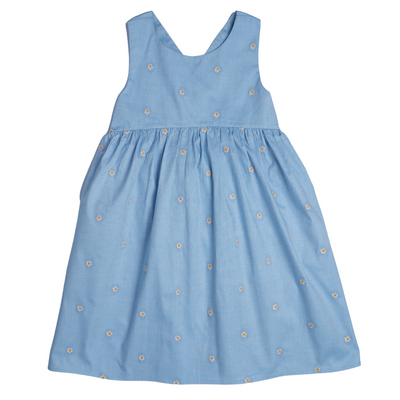 Emma Dress in Embroidered Chambray front