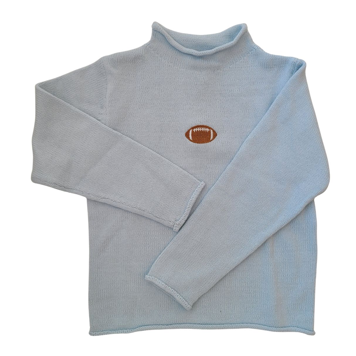 Football Rollneck Sweater in Light Blue