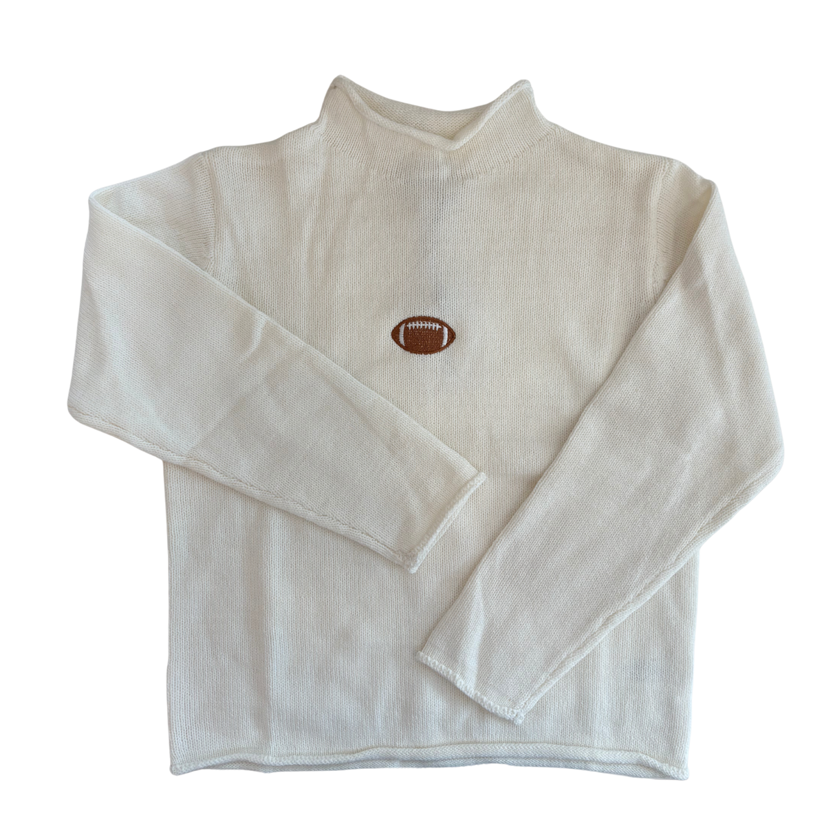 Football Rollneck Sweater in White