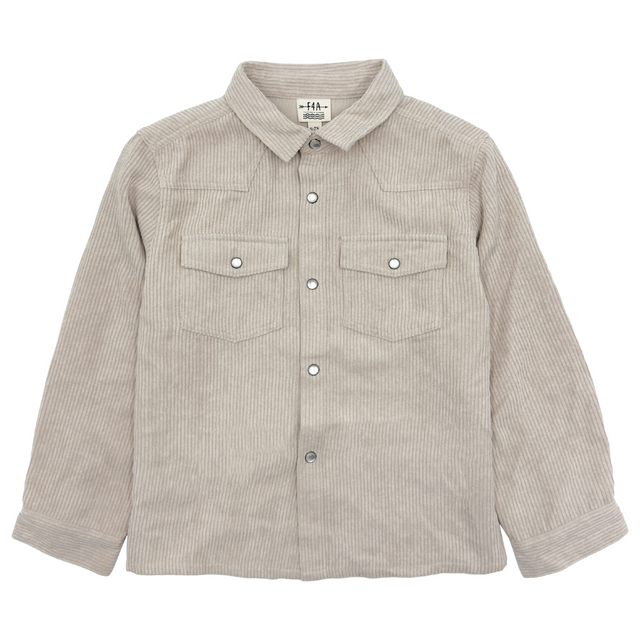 beige corduroy jacket on white background 