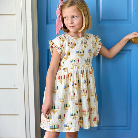 Adaline Dress - Colorful Menorahs