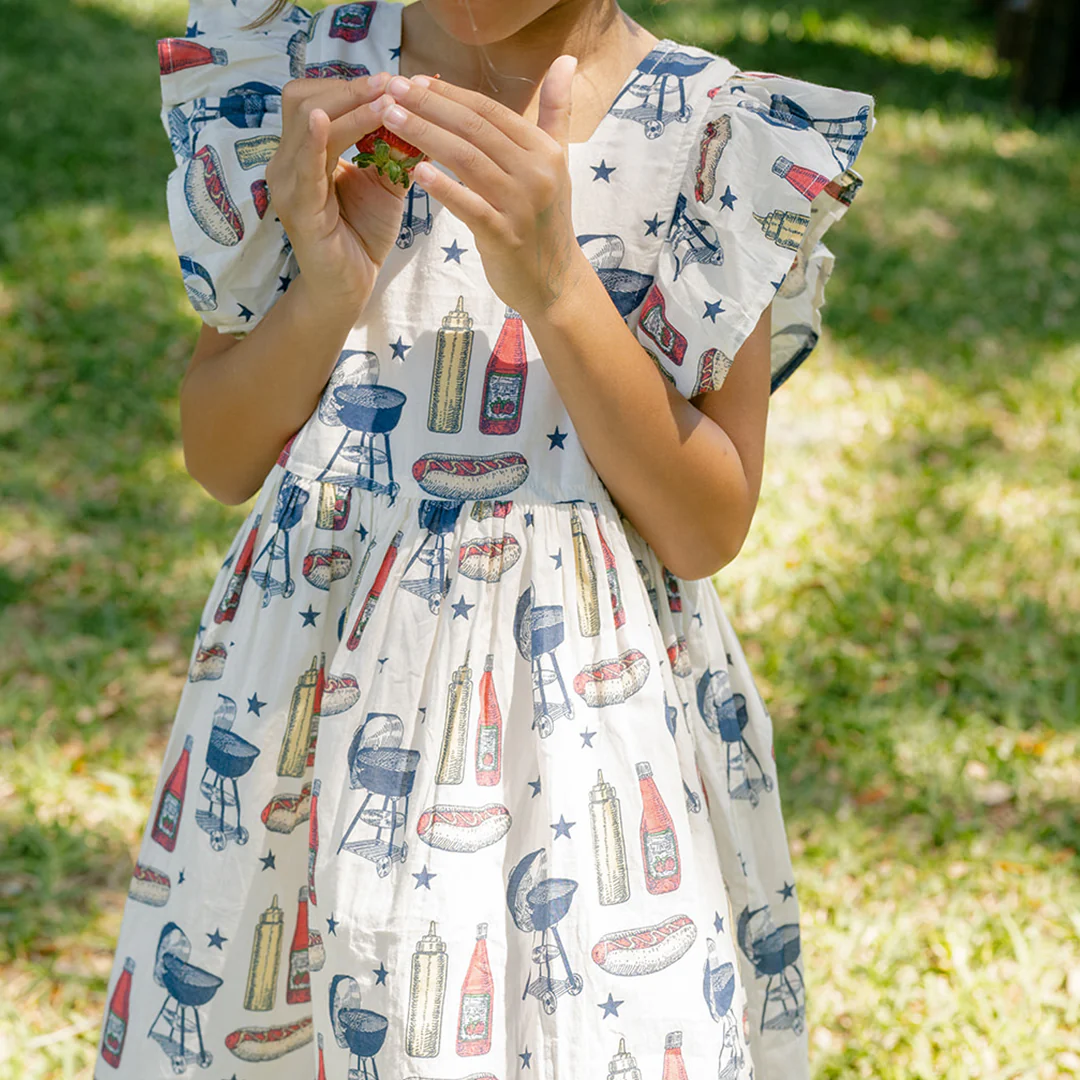 a girl wearing Elsie Dress - Grilling Out
