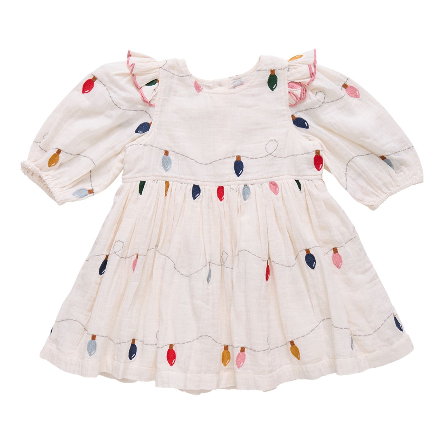 Embroidery Brooke Dress - Christmas Lights Embroidery Brooke Dress - Christmas Lights