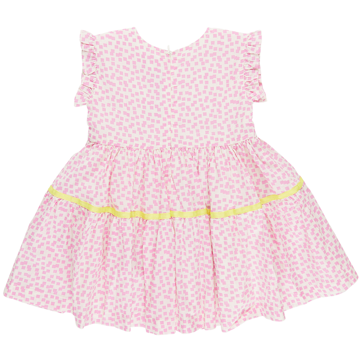 Polly Dress - Pink Mini Squares back
