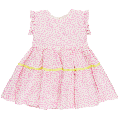 Polly Dress - Pink Mini Squares front