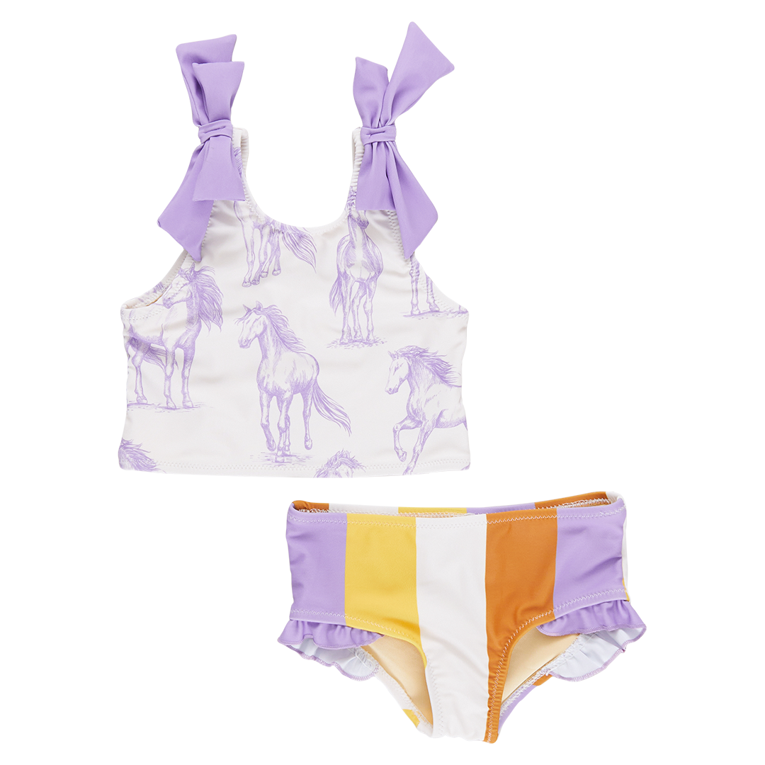 Shelly Tankini - Lavender Horses front