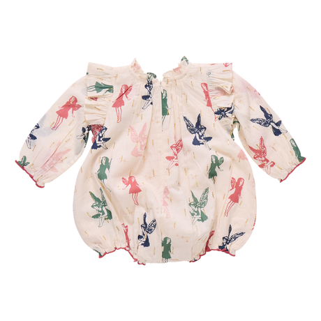 Baby romper with fairy print on a white background
