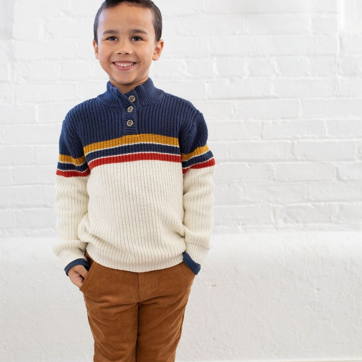 boy wearing harrison sweater