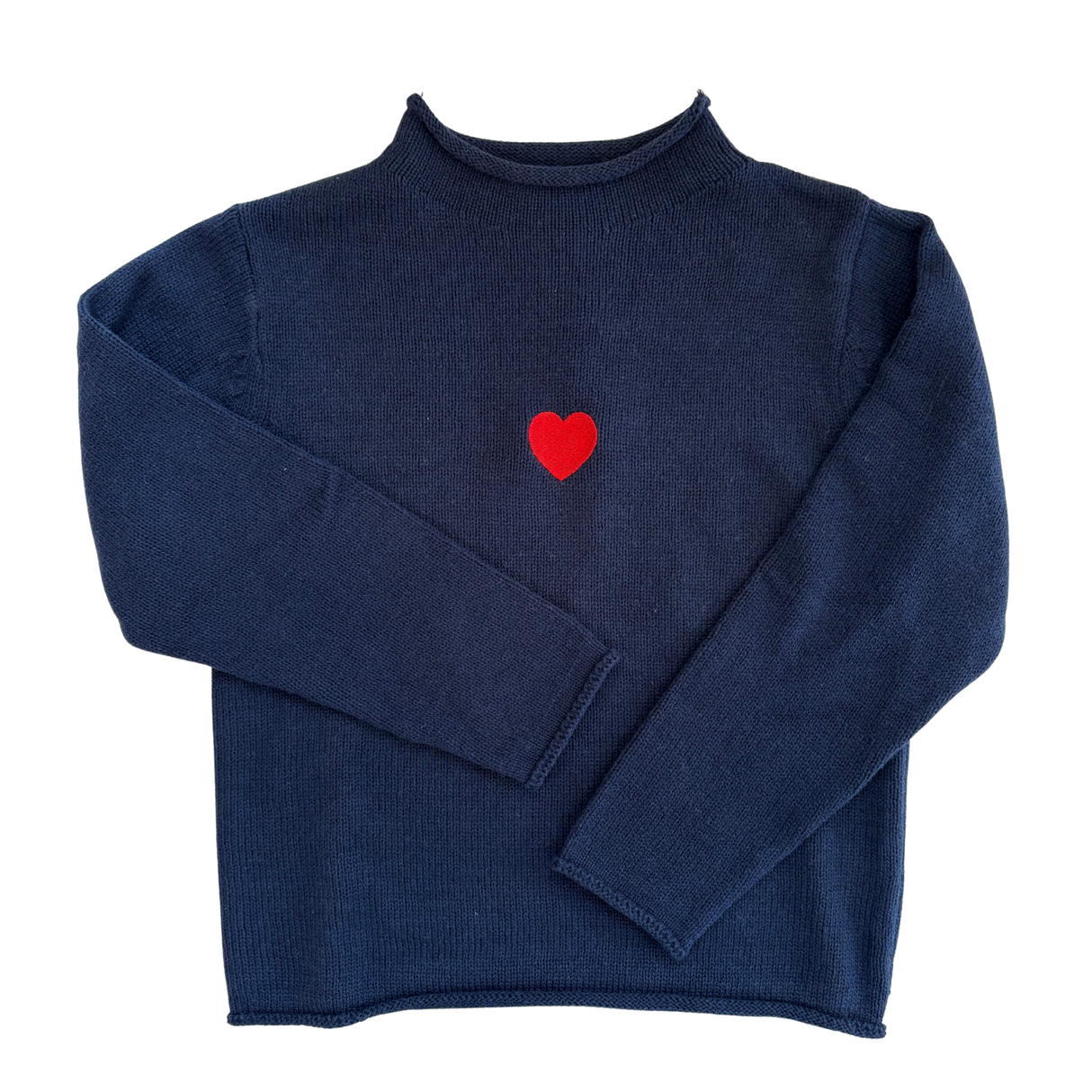 Heart Rollneck Sweater in Navy