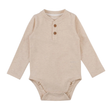 Heather Oatmeal Knit Long Sleeve 2-Button Henley Bodysuit