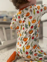 Double Zip Footed One-Piece - Fall Harvest Pumpkins