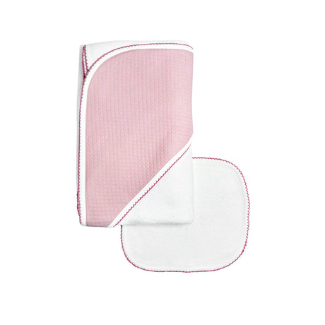 Diamond Baby Towel + Wash Set in Pink/Rosewood