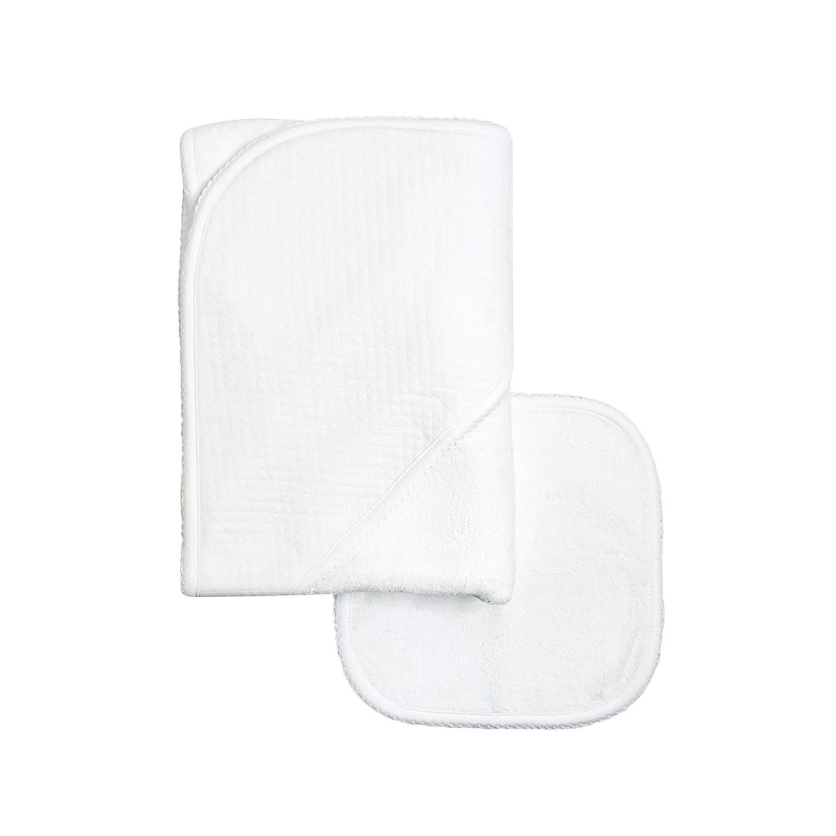 Diamond Baby Towel + Wash Set in White