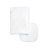 Diamond Baby Towel + Wash Set in White