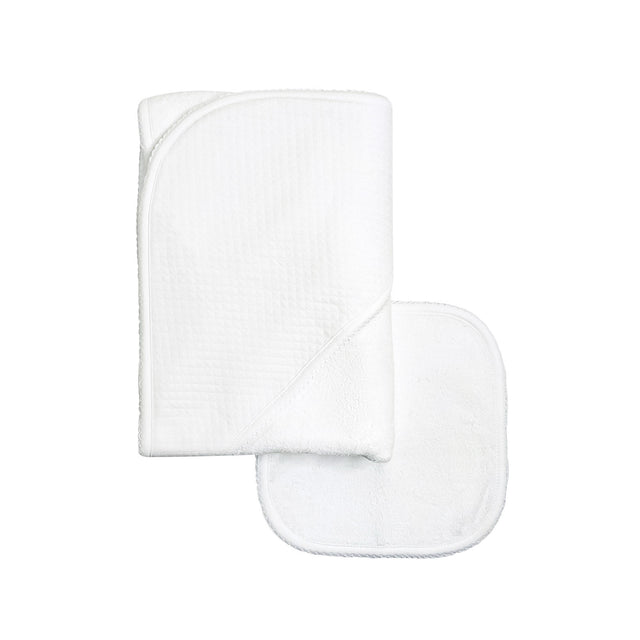 Diamond Baby Towel + Wash Set in White