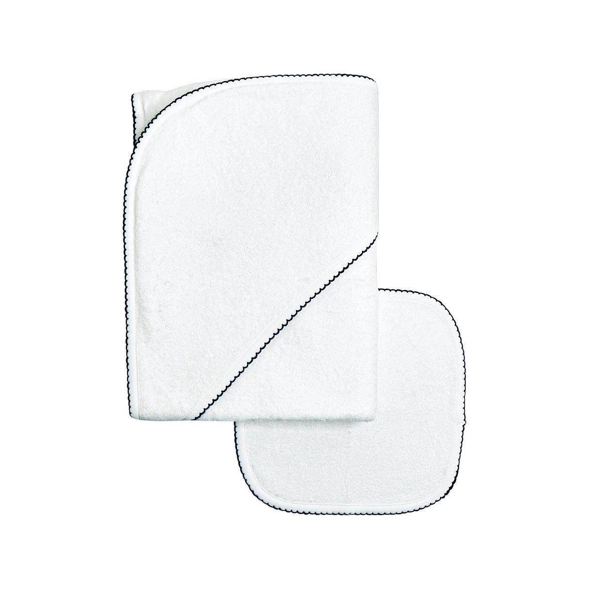 Terry/Picot Baby Towel + Wash Set in Navy