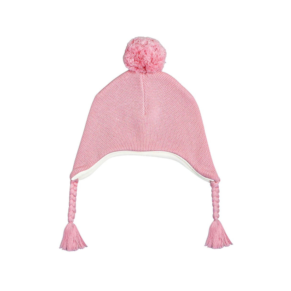 Knit Pom Pom Hat in Light Pink