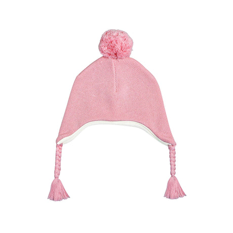 Knit Pom Pom Hat in Light Pink