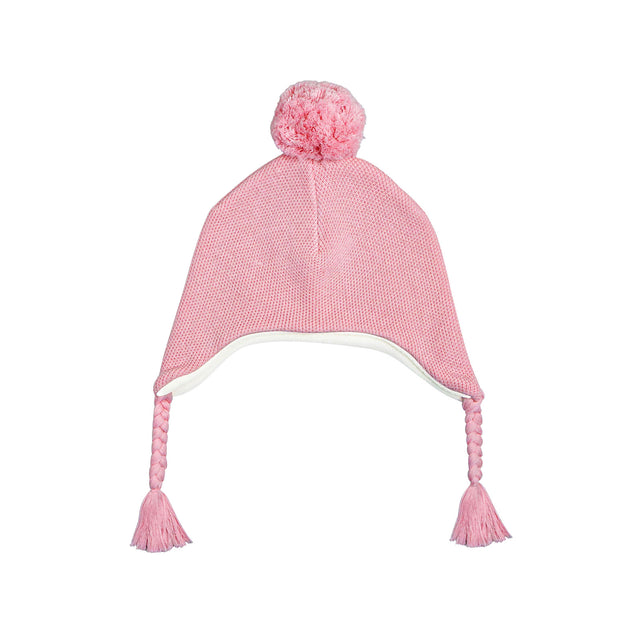 Knit Pom Pom Hat in Light Pink