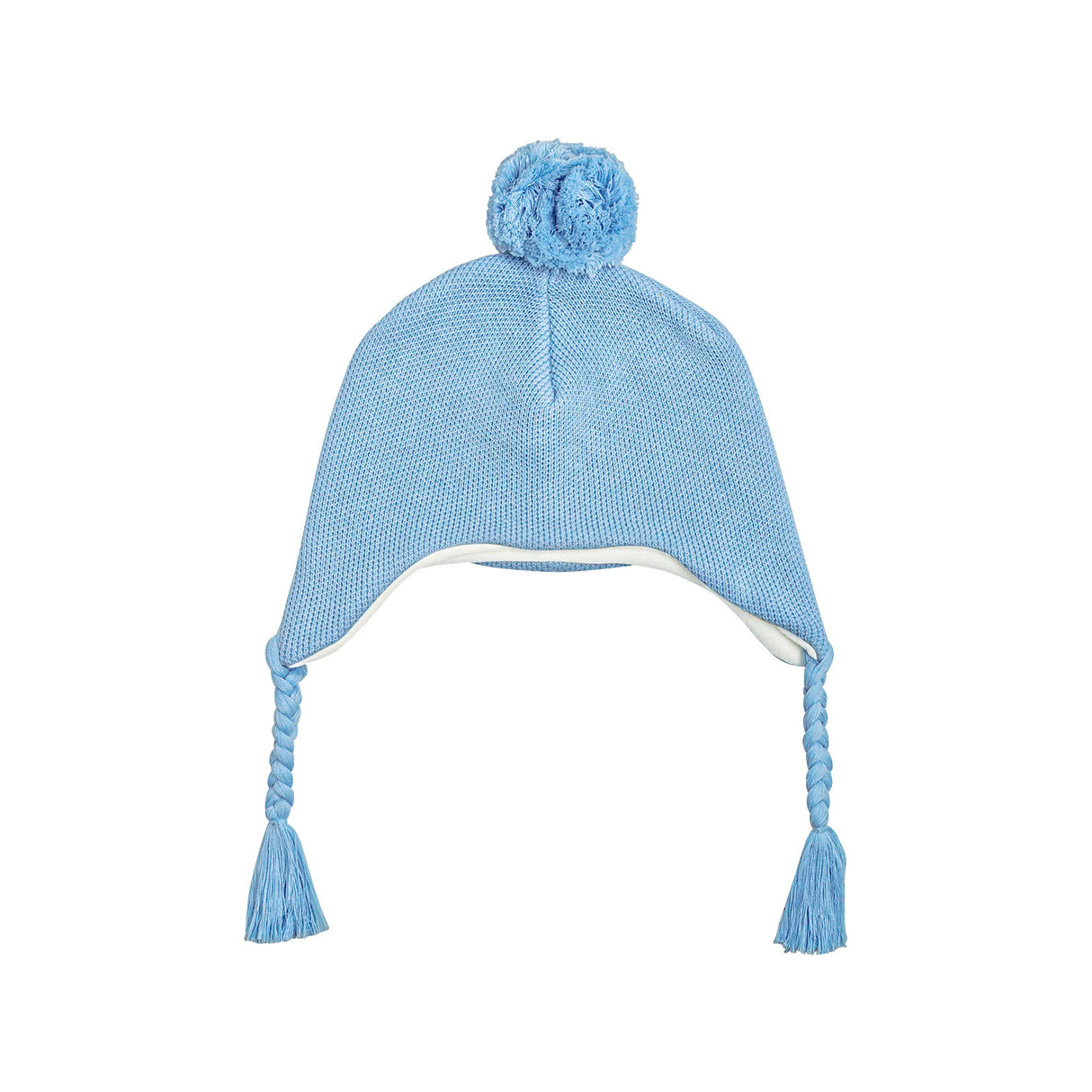 Knit Pom Pom Hat in Light Blue