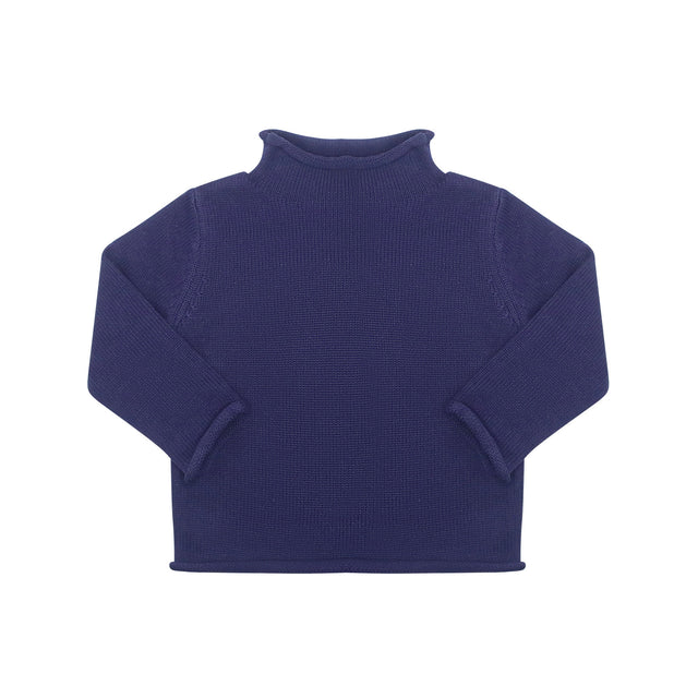Rollneck Cotton Sweater in Navy