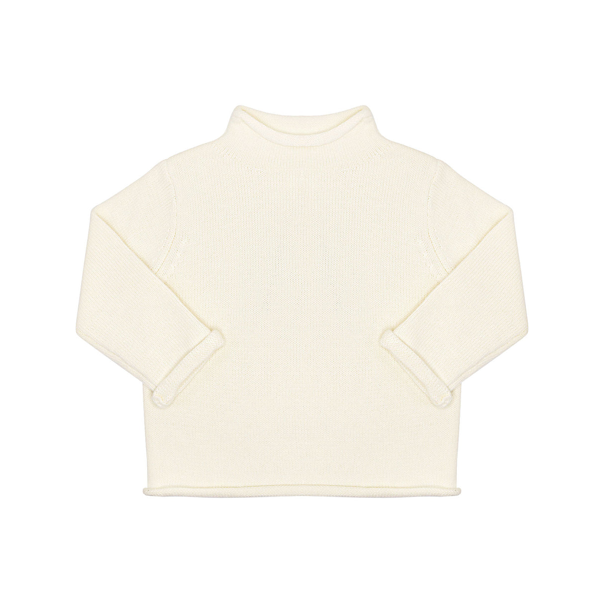Rollneck Cotton Sweater in Ivory