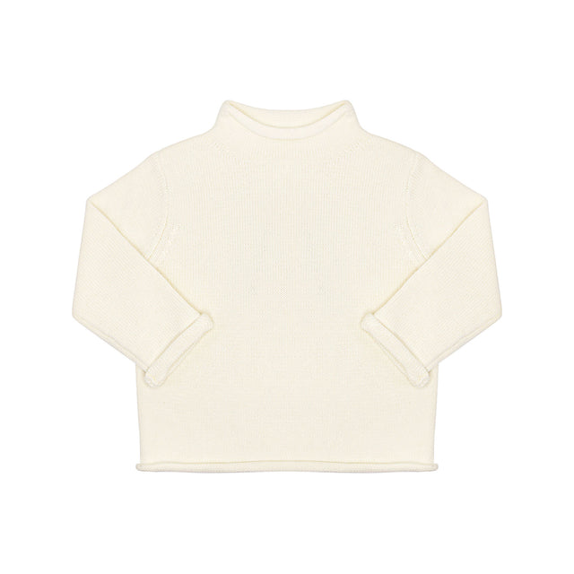 Rollneck Cotton Sweater in Ivory