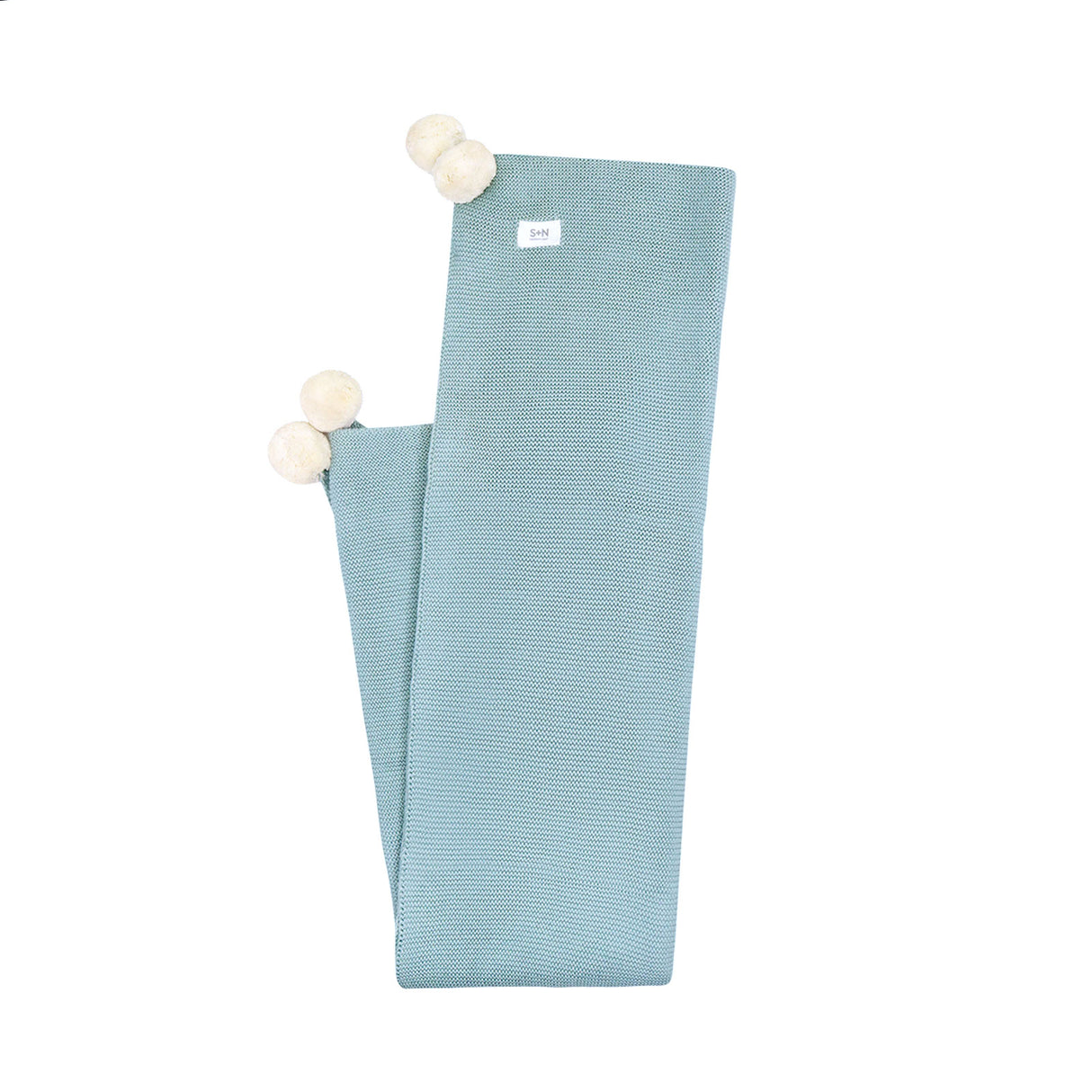 Pom Pom Knit Blanket - Slate