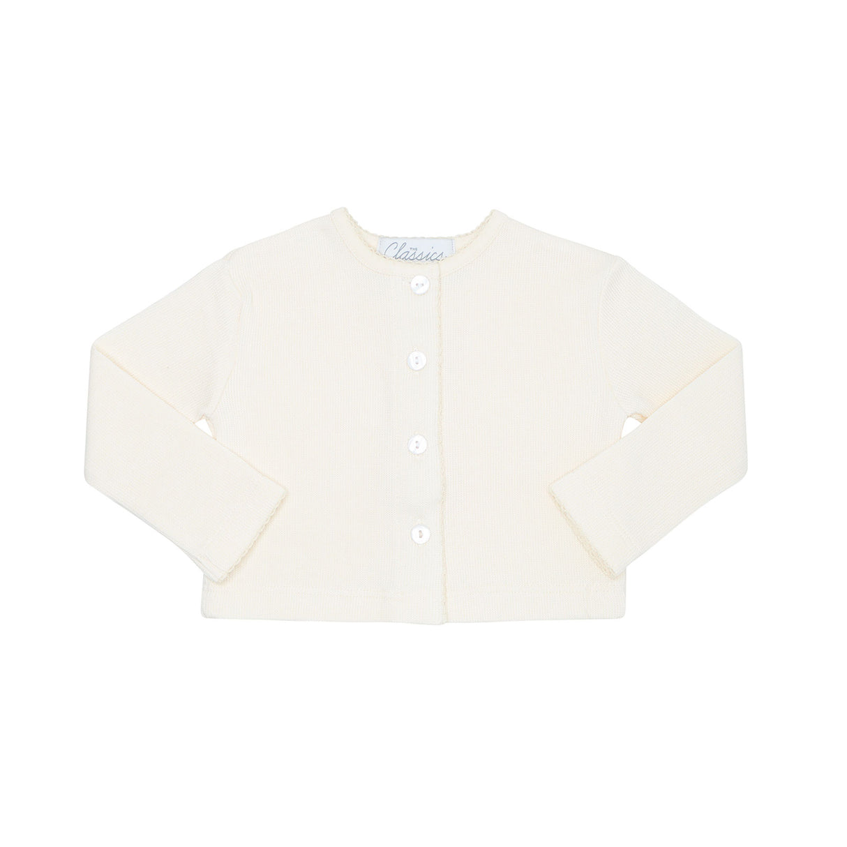 White cardigan on a white background