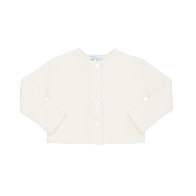 White cardigan on a white background