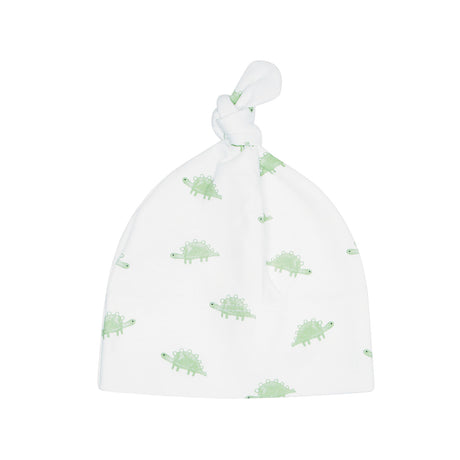 Leafy Dino Top-Knot Receiving Hat