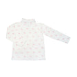 White long-sleeve shirt with pink unicorn pattern on a white background