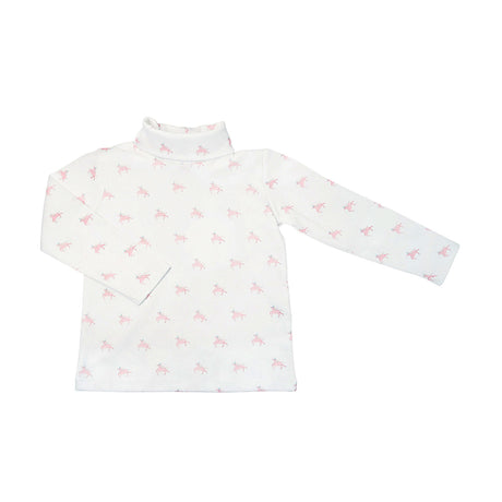 White long-sleeve shirt with pink unicorn pattern on a white background