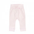 Pink striped baby leggings on a white background