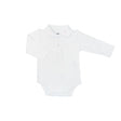 White baby bodysuit with collar on a white background