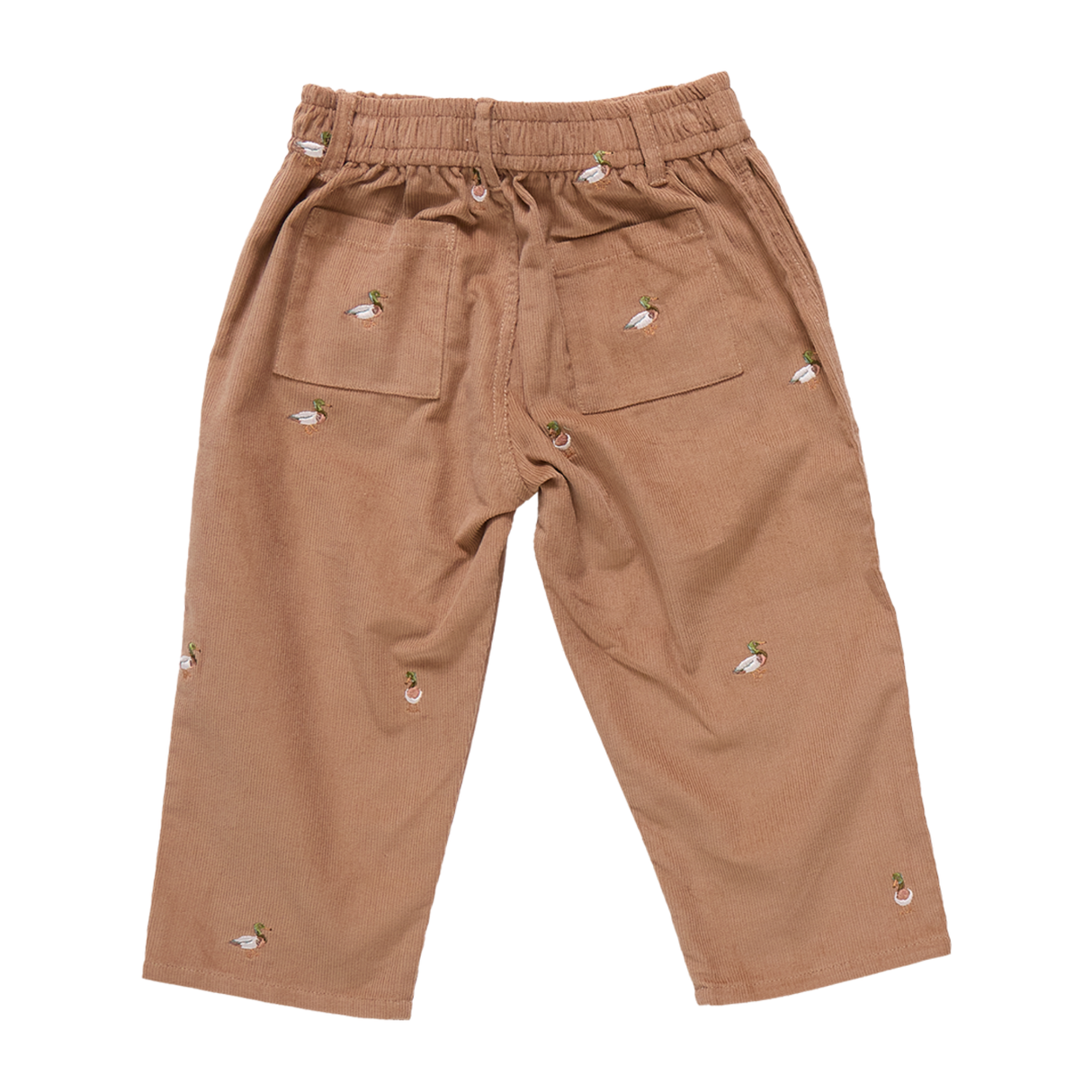 Brown pants with small decorative elements on a white background